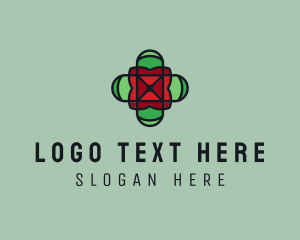 Art - Stained Glass Cross logo design