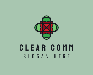 Flower - Stained Glass Cross logo design