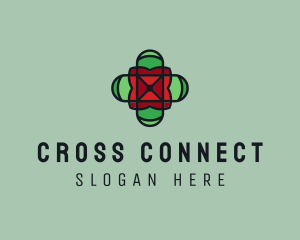 Cross - Stained Glass Cross logo design