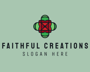 Faith - Stained Glass Cross logo design