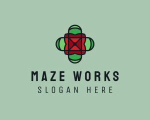 Stained Glass Cross logo design