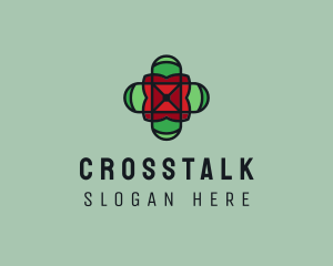 Stained Glass Cross logo design
