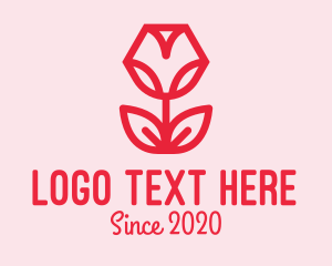 Plant - Geometric Pink Rose logo design