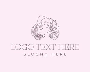 Monochrome - Floral Woman Beauty logo design