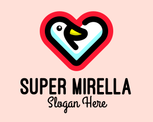 Heart Duck Animal Logo