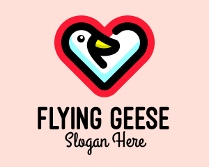 Geese - Heart Duck Animal logo design