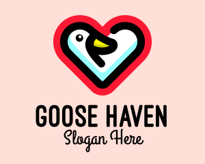 Heart Duck Animal logo design