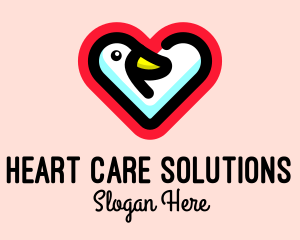 Heart Duck Animal logo design