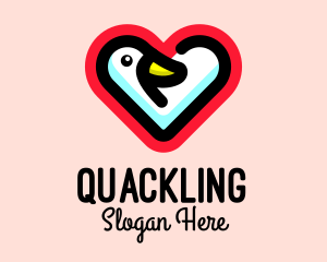 Heart Duck Animal logo design