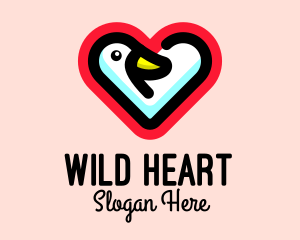 Heart Duck Animal logo design