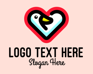 Goose - Heart Duck Animal logo design