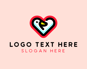 Poultry Farm - Heart Duck Animal logo design