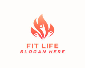 Fitness Flame People logo design