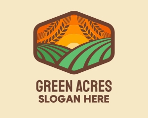 Grassland - Meadow Sunrise Badge logo design