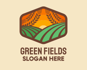 Fields - Meadow Sunrise Badge logo design