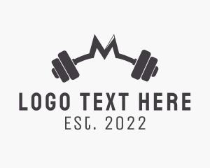 Hypertrophy - Dumbbell Weights Letter M logo design