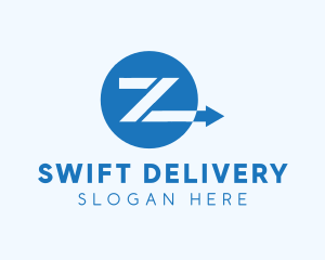 Sending - Blue Arrow Letter Z logo design