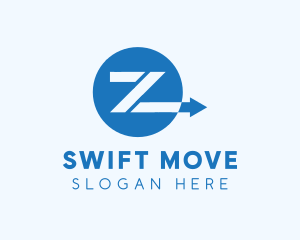 Move - Blue Arrow Letter Z logo design