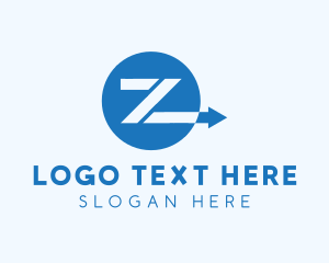 Transfer - Blue Arrow Letter Z logo design