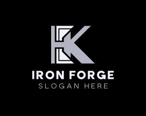 Foundry - Ironwork Monogram Letter HK logo design