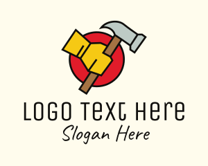 Retrofitting - Hammer Hand Carpenter Badge logo design