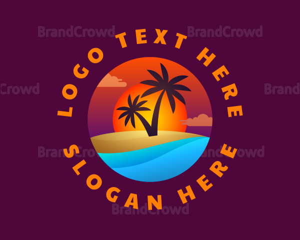 Tropical Island Beach Logo