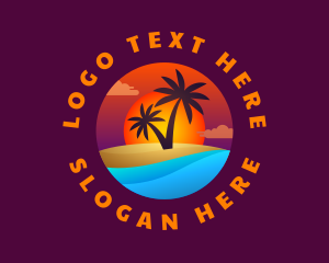 Round - Tropical Island Beach logo design