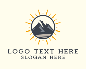 Mountaineering - Outdoor Mountain Sunrise logo design