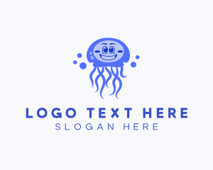 Coastal - Happy Jellyfish  Aquarium logo design