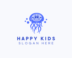 Happy Jellyfish  Aquarium logo design