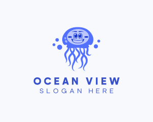 Happy Jellyfish  Aquarium logo design