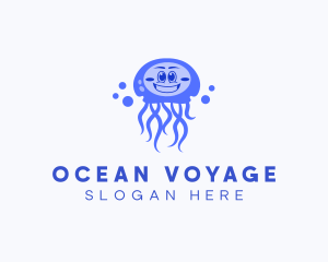 Happy Jellyfish  Aquarium logo design