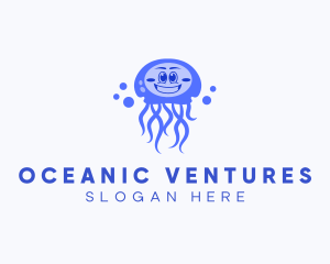 Happy Jellyfish  Aquarium logo design