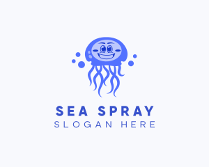 Happy Jellyfish  Aquarium logo design