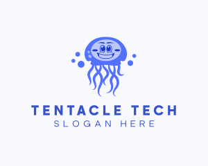 Happy Jellyfish  Aquarium logo design