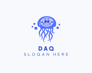 Tentacles - Happy Jellyfish  Aquarium logo design