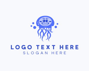 Smile - Happy Jellyfish  Aquarium logo design