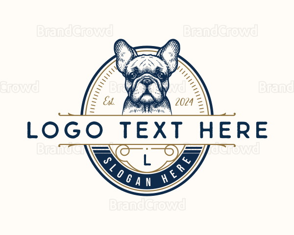 French Bulldog Pet Grooming Logo