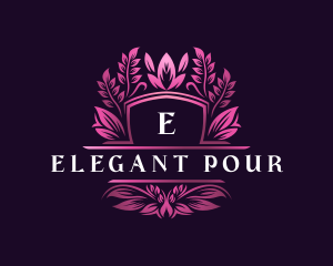 Elegant Floral Shield logo design