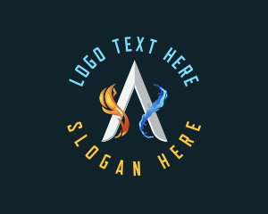Hvac - Hydro Flame Energy Letter A logo design