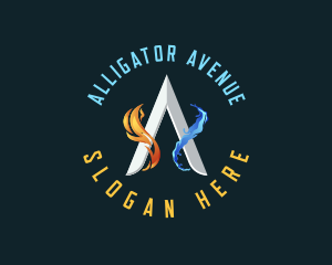 Hydro Flame Energy Letter A logo design