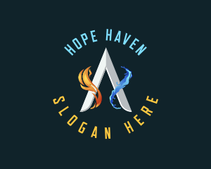 H2o - Hydro Flame Energy Letter A logo design