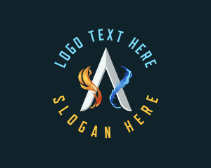 Hot - Hydro Flame Energy Letter A logo design