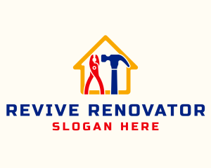 Renovator - Pliers Hammer House Tools logo design