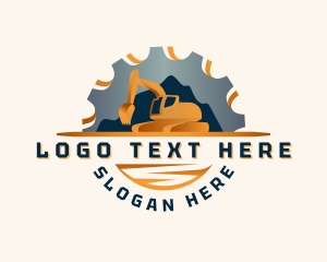 Industrial - Gear Excavator Backhoe logo design