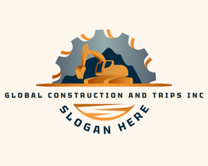 Excavation - Gear Excavator Backhoe logo design