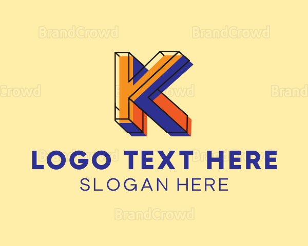 Playful 3D Letter K Logo