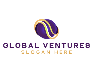 World - Global Sphere Tech Wave logo design