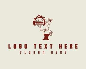 Burger Patty - Burger Sandwich Waiter logo design