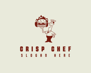 Burger Sandwich Waiter logo design